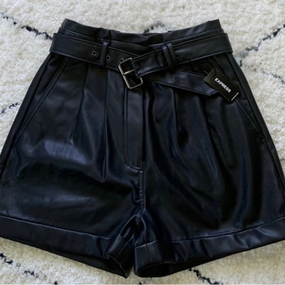 EXPRESS Belted Leather Shorts